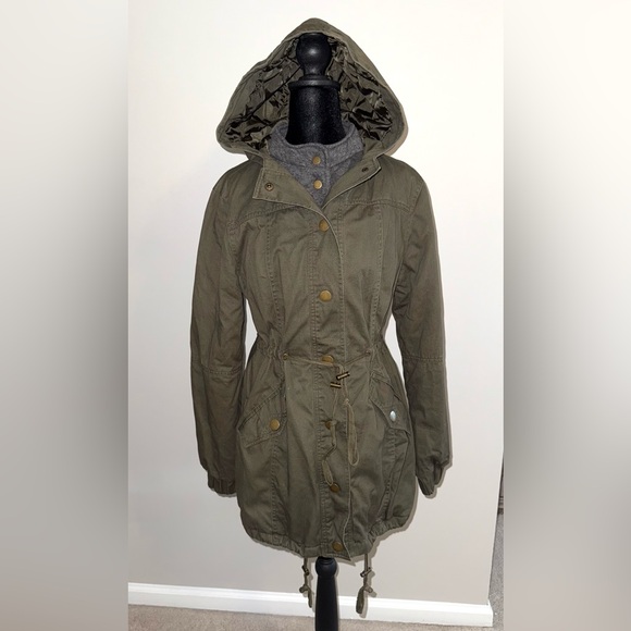 Hive & Honey Utility Jacket with attached fleece front & cinched waist EUC - Picture 1 of 15